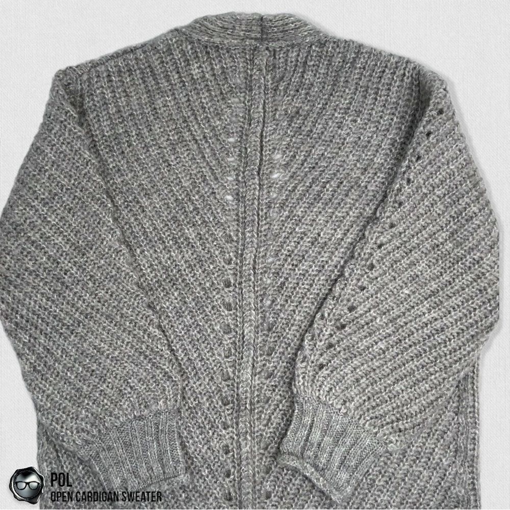 POL CHUNKY CABLE KNIT DUSTER CARDIGAN SWEATER HEATHER GREY WOMEN’S SIZE MEDIUM - Picture 11 of 15